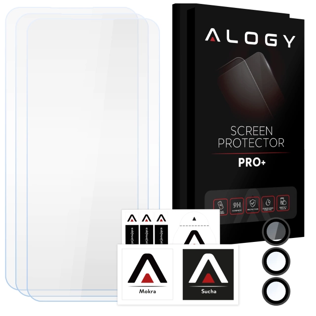 Alogy Glass Pack 3x Tvrzené sklo na displej 9h Sklo na objektiv pro Apple iPhone 14 Pro