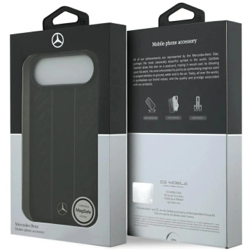 Etui do iPhone 17 Air Mercedes-Benz Leather Laurel Leaves MagSafe Black