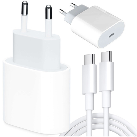 Originální Apple USB-C typ C 20W rychlonabíječka MHJE3ZM/A pro iPhone adaptér kostka Bílý 1m kabel