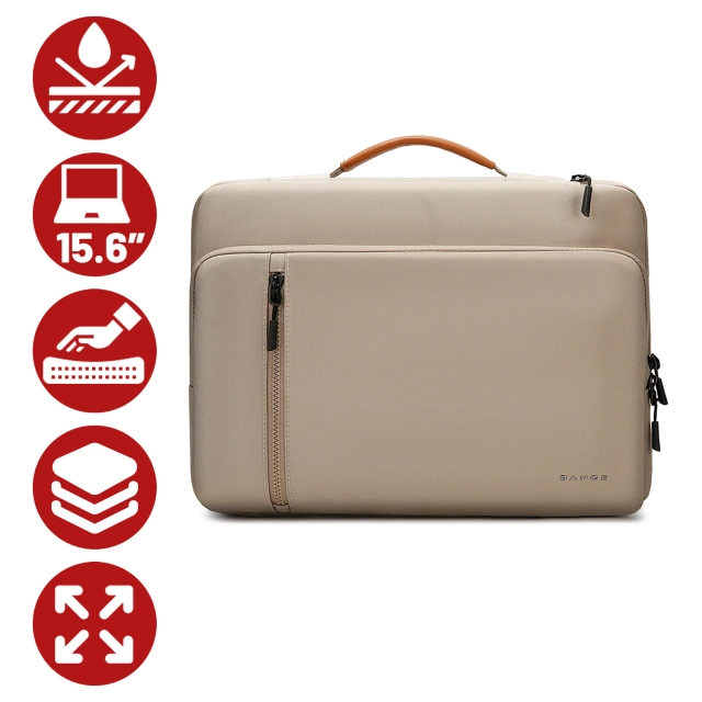 Bange waterproof bag for a laptop up to 15.6" - spacious and comfortable, resistant and breathable, city and travel bag for work and the plane, unisex - Beige