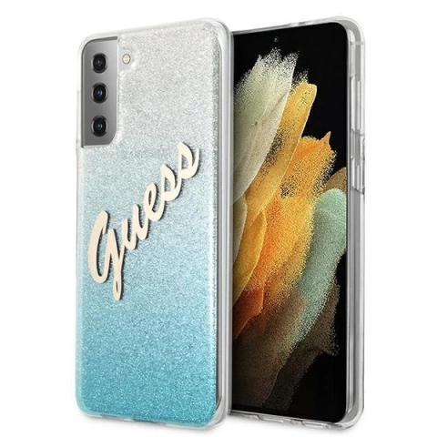 Guess GUHCS21MPCUGLSBL S21  G996 niebieski/blue hardcase Glitter Gradient Script