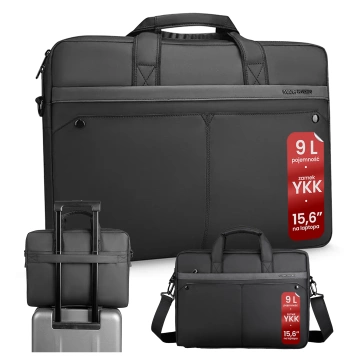 Taška na notebook Mark Ryden 15,6", vodotesná, štýlová a priestranná, objem 9 l, nízka hmotnosť 0,5 kg, s vreckom na notebook a tablet, popruh na kufor 9,7", čierna