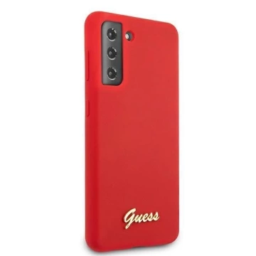 Guess GUHCS21MLSLMGRE S21+ G996 czerwony/red hardcase Silicone Script Metal Logo