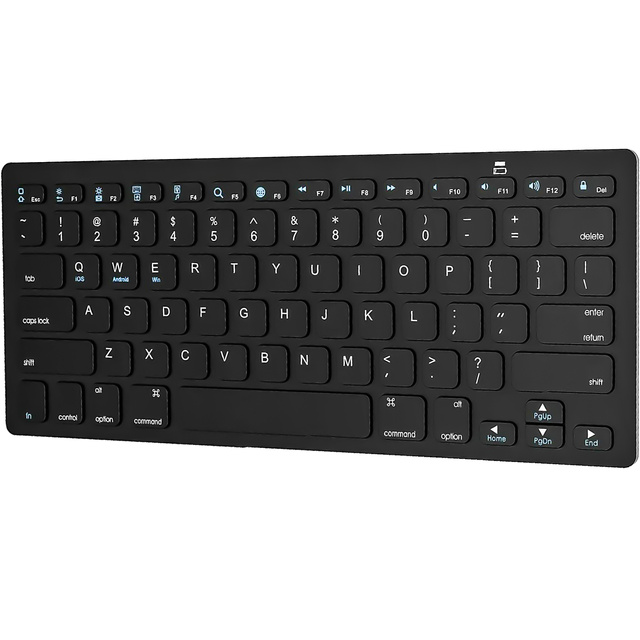 Drahtlose Bluetooth BT 3.0-Tastatur, universell für iPad iMac iOS Android Windows Slim Schwarz