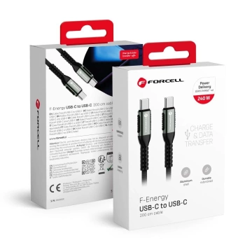 Кабель USB-C до USB-C Forcell 240W 5A QC 4.0 PD нейлоновий 3m Laptop Turbo
