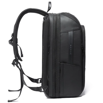 Bange waterproof backpack for a 15.6" laptop, city travel, 49x31x18 cm, expandable for work, airplane, men's, women's, with a USB port, Black