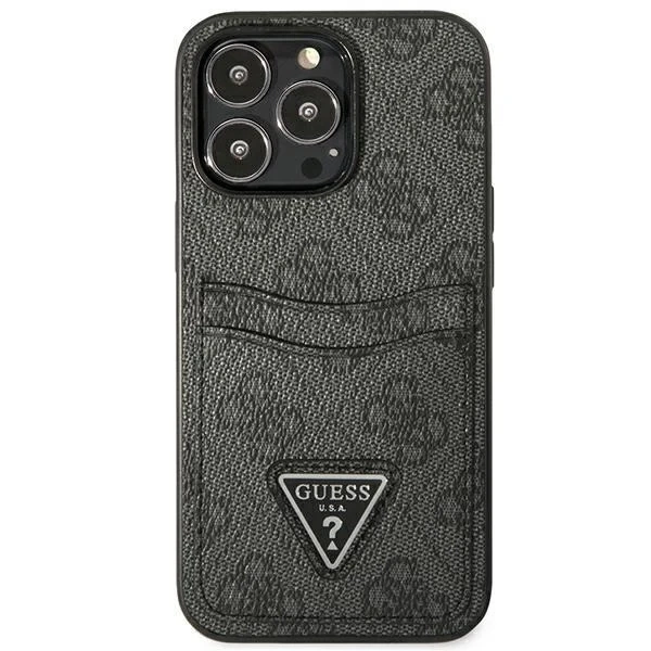 Pouzdro na telefon Guess pro iPhone 13 Pro / 13 6,1" černý/černý pevný obal 4G Triangle Logo Cardslot