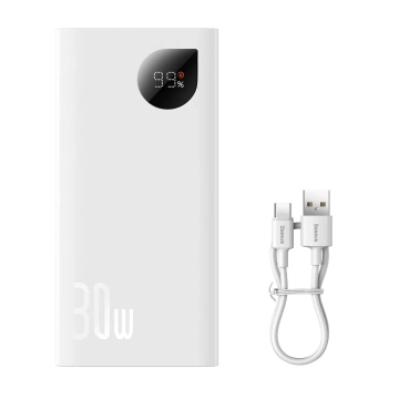Baseus Adaman2 powerbank з цифровим дисплеєм 2x USB-A / 1x USB-C 10000mAh 30W - білий