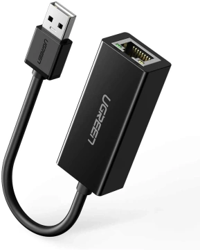 Зовнішня мережева карта UGREEN RJ45 - USB 2.0 100 Mbps Ethernet black (CR110 20254)