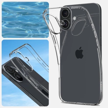 Скляний чохол для iPhone 16 Spigen Liquid Crystal protective cover Crystal Clear phone case