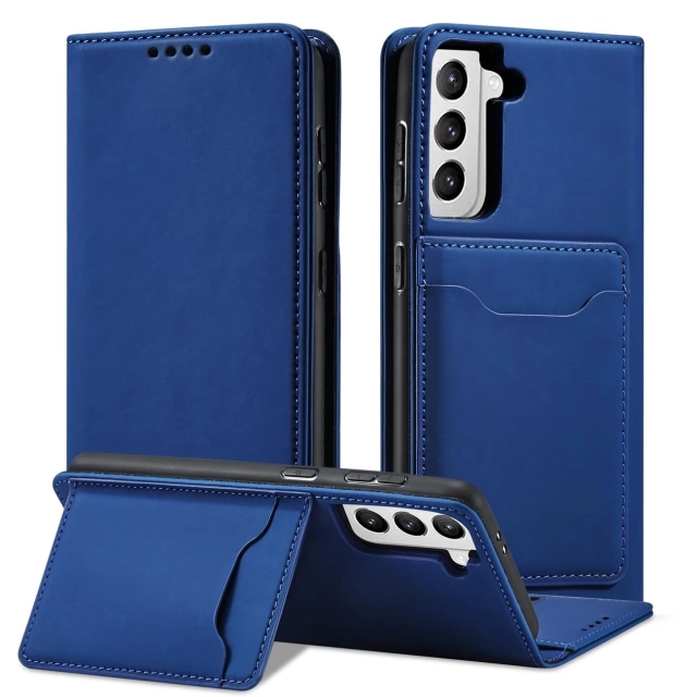 Magnet Card Case case for Samsung Galaxy S22 (S22 Plus) cover card wallet stand blue