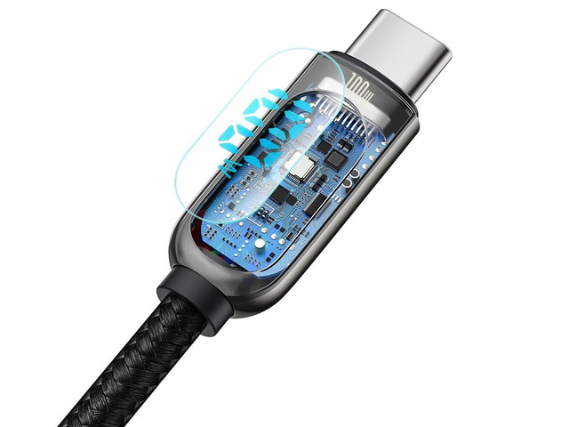 1m Baseus Kabel USB-C Typ C Kabel mit PD 5A 100W Schwarzer Strommesser