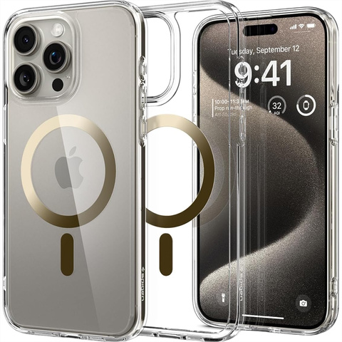Puzdro Spigen Ultra Hybrid Mag MagSafe pre Apple iPhone 15 Pro Max Gold