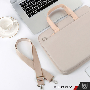 Pánská a dámská brašna přes rameno na notebook, tablet, 14 palců, látková cestovní, obal Alogy, béžová