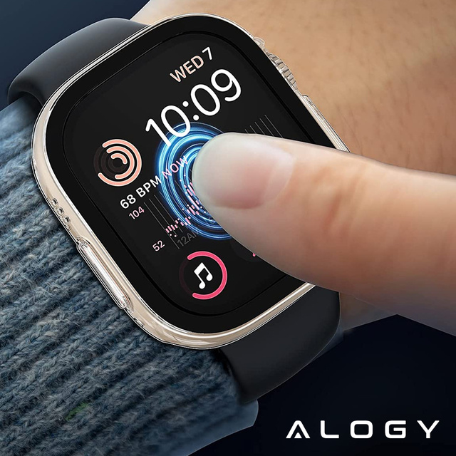 2-in-1 protective case overlay built-in glass for Apple Watch Ultra 49mm Alogy Classic Case Transparent