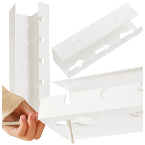 Organizér na káble 2 v 1 pod stôl a na stenu, 40 cm, s lepiacim pásikom pre udržanie poriadku na stole, Alogy CableHold™ – biely