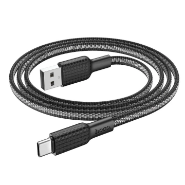 HOCO USB-A auf Typ C Kabel X69 1m Schwarz/Weiß 3A Nylongeflecht