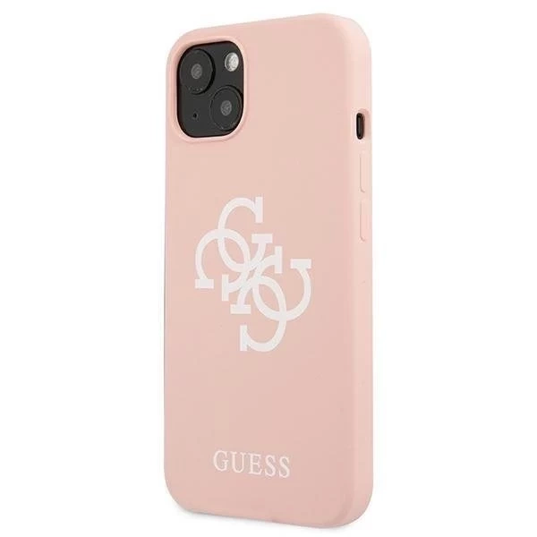 Guess GUHCP13SLS4GWPI iPhone 13 mini 5,4" różowy/ružové pevné puzdro Silikónové 4G logo