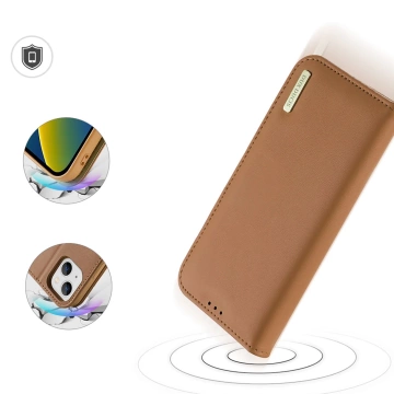 Dux Ducis Hivo Leather Flip Cover Originální kožená peněženka na karty a dokumenty iPhone 14 Hnědá