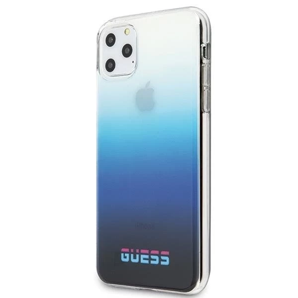 Pevné puzdro Guess GUHCN65DGCNA na iPhone 11 Pro Max v čiernej/gradientovej modrej farbe California