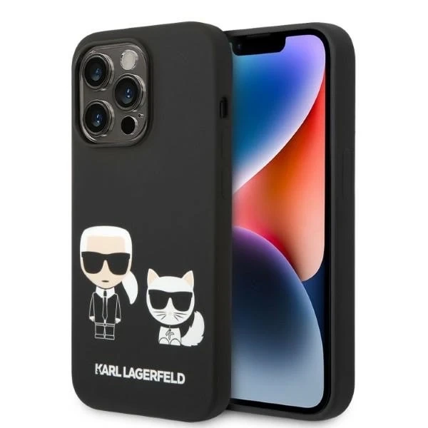Karl Lagerfeld KLHMP14LSSKCK pevný obal na iPhone 14 Pro 6,1" čierny/čierny tekutý silikón Karl