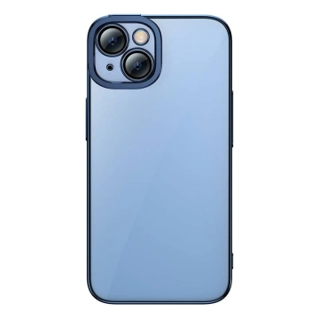 Ochranná sada Baseus Glitter priehľadné puzdro a tvrdené sklo pre iPhone 14 Plus (modré)