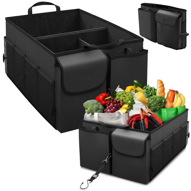 Car trunk organizer storage bag for car large trunk Black XXL Alogy hard cover