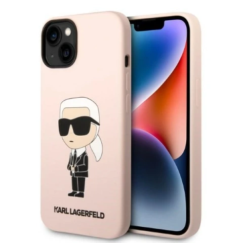 Karl Lagerfeld KLHMP14MSNIKBCP case for iPhone 14 Plus 6.7" hardcase Silicone Ikonik Magsafe pink/pink