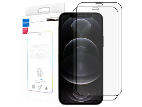 Gehärtetes Glas Full Glue x2 Rock für Apple iPhone 12/12 Pro schwarz