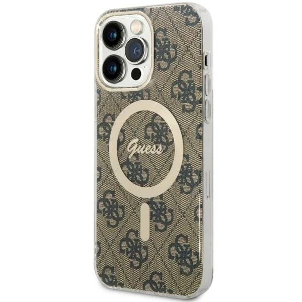 Guess GUHMP14XH4STW Handyhülle für Apple iPhone 14 Pro Max 6,7" braun/braun Hardcase 4G MagSafe