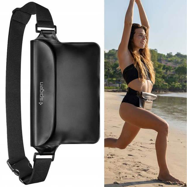 Spigen A621 IPX8 waterproof case for phone universal watertight waist bag pouch Black