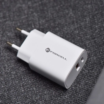 Настінний зарядний пристрій FORCELL F-ENERGY Type C USB A PD QC4.0 3A 30W Білий