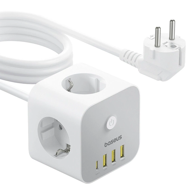 Kostka zasilająca Baseus PowerCombo 7w1 4000W 20W USB-C Biała