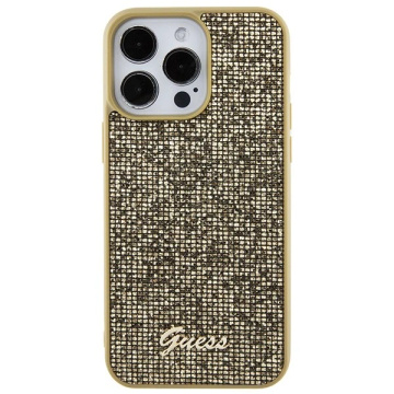 Etui Guess GUHCP15XPMSDGSD na iPhone 15 Pro Max 6,7" zlatý/zlatý pevný obal Disco Metal Script