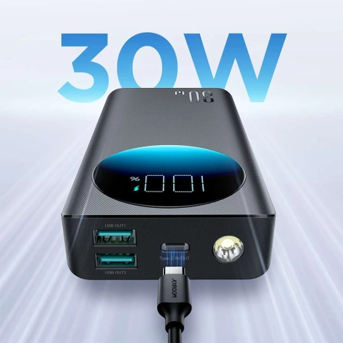 Зовнішній акумулятор Joyroom JR-PBF02 20000mAh 30W PD ліхтарик USB-C / USB-A - чорний