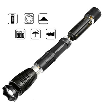 CREE-XML-T6 ZOOM Тактичний світлодіодний ліхтарик 800 м Потужний зарядний пристрій для лампи, кріплення для велосипеда