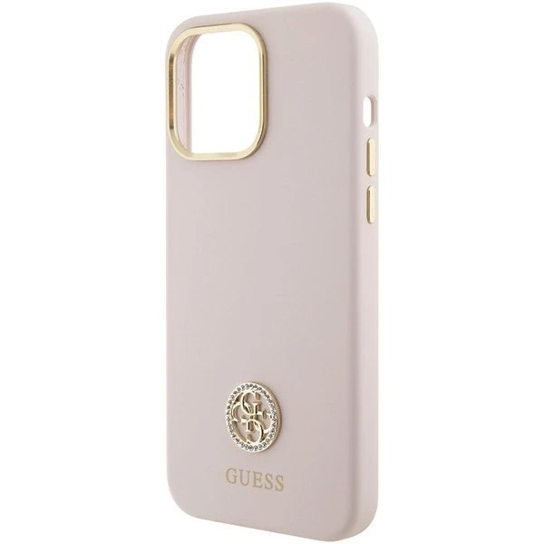 Guess GUHCP15XM4DGPP Hülle für iPhone 15 Pro Max 6,7" rosa/rosa Hardcase Silikon Logo Strass 4G