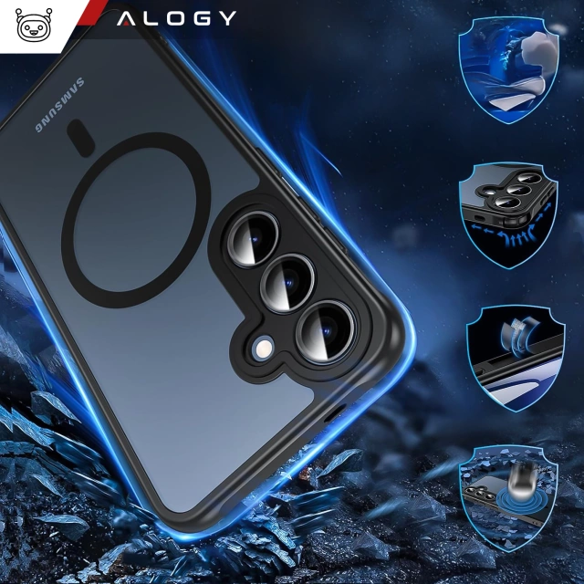 Pouzdro Alogy Matte HybridMag™️ MagSafe Matně černé pro Samsung Galaxy S25
