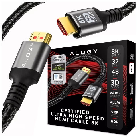Кабель HDMI 2.1 Alogy 8K 60Hz 48GBps 3m Black