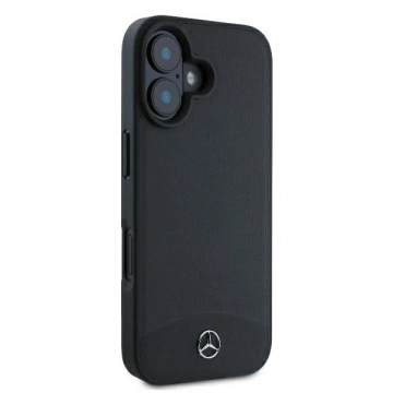 Mercedes iPhone 16 Case 6.1" Czarny MagSafe Hardcase Textured And Plain Leather