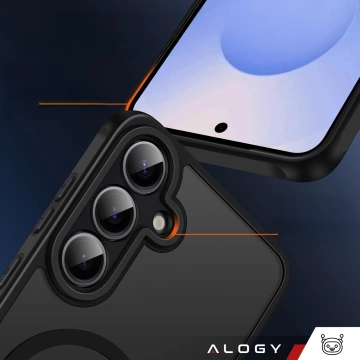 Puzdro na Samsung Galaxy S25 Plus, ochranný kryt na telefón, matné puzdro Alogy HybridMag™️ pre MagSafe, matná čierna