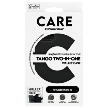 Etui do iPhone 15 CARE by PanzerGlass Tango Wallet 2w1 6,1" Czarny