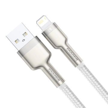 Baseus Cafule kovový dátový USB kábel - Lightning 2,4 A 2 m biely (CALJK-B02)