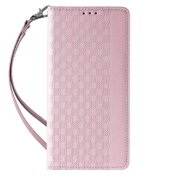 Magnetband-Hülle für iPhone 13 Pro Max Tasche Brieftasche Mini-Lanyard-Anhänger Pink