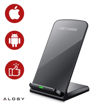 Alogy Qi Stand Charger індукційний бездротовий зарядний пристрій для зарядної станції підставки для телефону 15 Вт Чорний