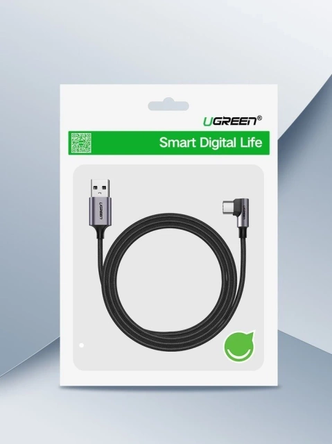 Ugreen кутовий кабель USB - USB Type C 2m 3A сірий (50942)