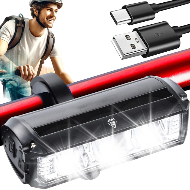 Světlo na kolo přední halogenové LED osvětlení na kolo na řídítka předního kola Mocna 900lm Alogy 610 černá