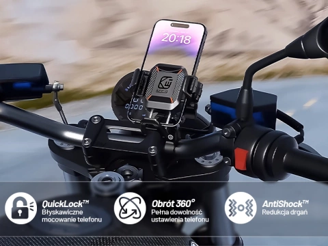 Držák telefonu na řídítka motocyklu KEWIG M33-C1 s protiskluzovým systémem pro motorku, čtyřkolku, skútr, černý