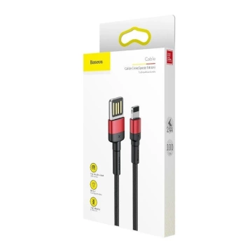 Lightning USB Kabel (doppelseitig) Baseus Cafule 2.4A 1m (schwarz-rot)