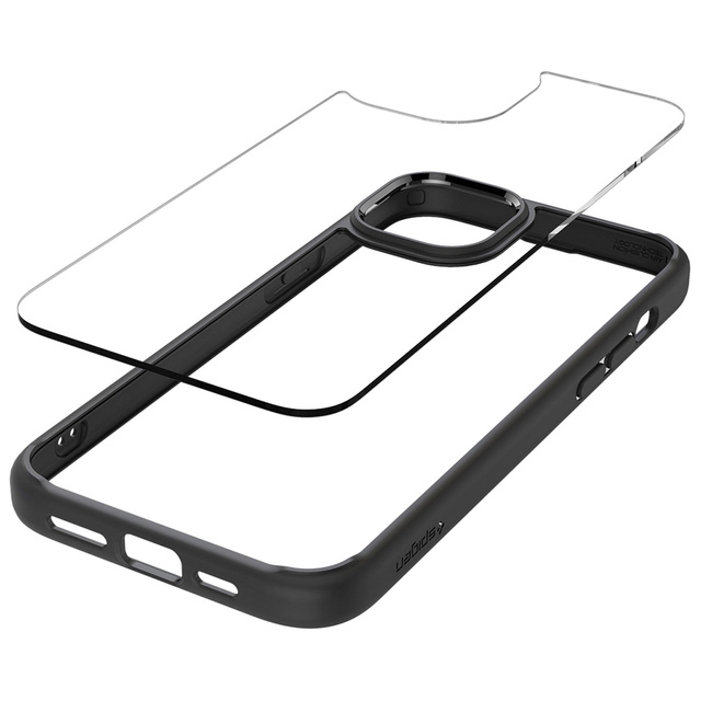 Puzdro pre iPhone 15 Plus Spigen Ultra Hybrid Case, čierny zadný kryt, matné čierne sklo